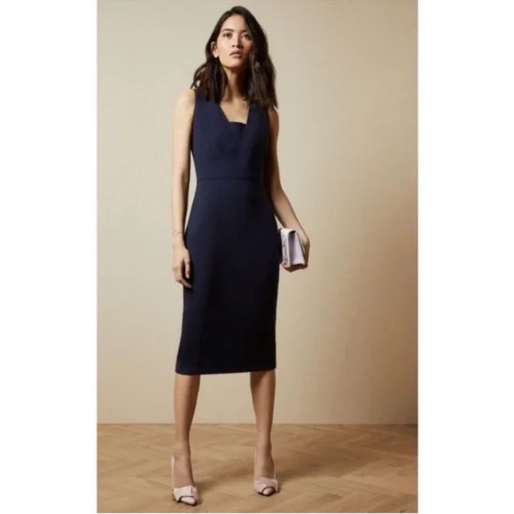 Ted Baker Ted Baker Elegant Astriid Navy Blue Sleeveless Dress Sz US Or Ted Sz 6 - Picture 8 of 8